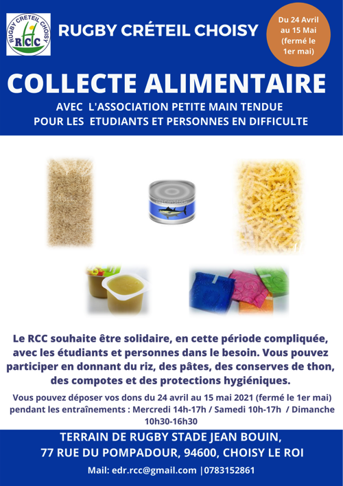 Le Rugby Créteil Choisy organise une collecte alimentaire